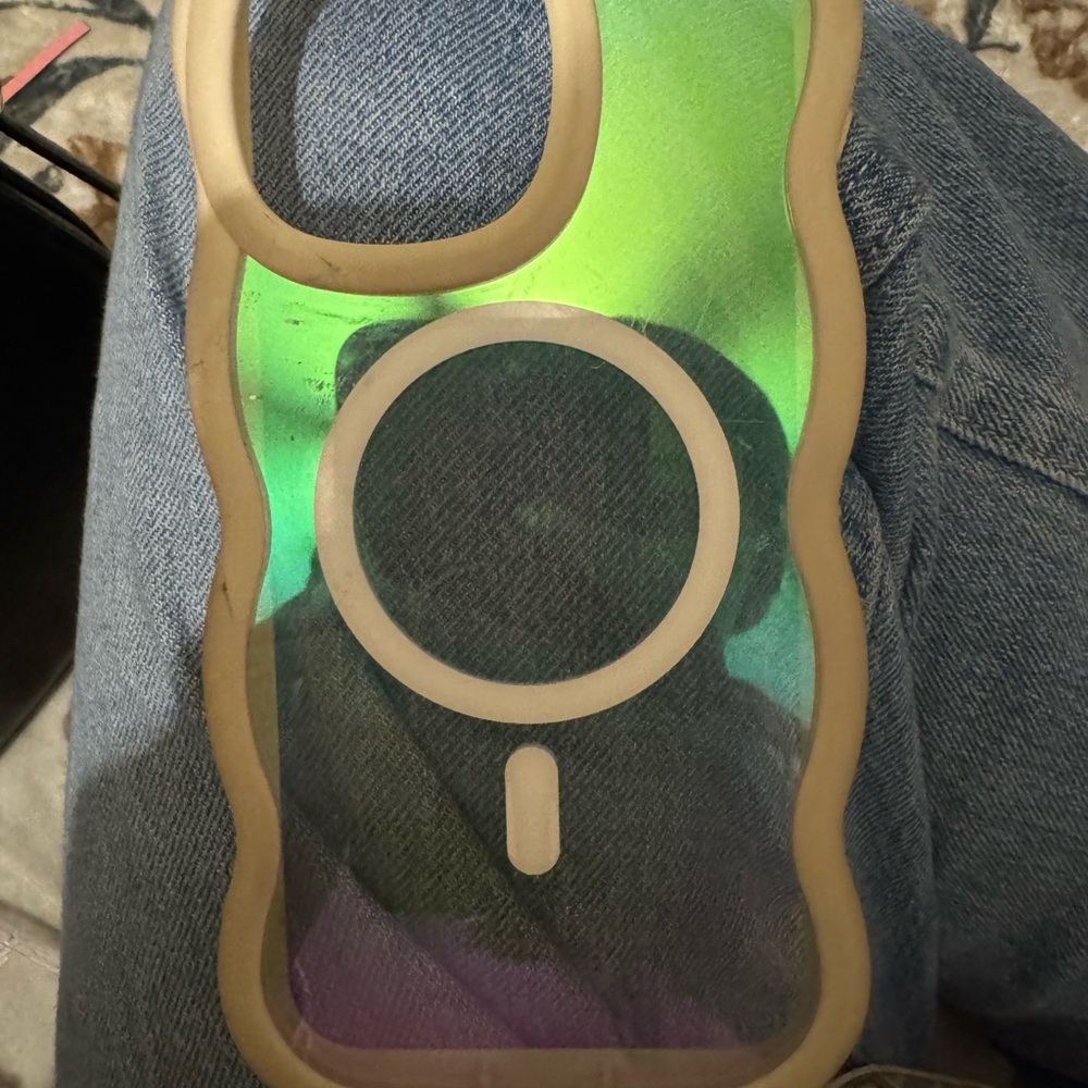 Iridescent Phone Case with Beige Border